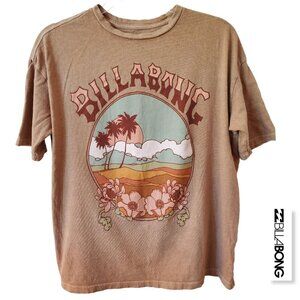 BILLABONG Oversized True Boy T Shirt Tee Tropical Surf Beach Brown Pink XS